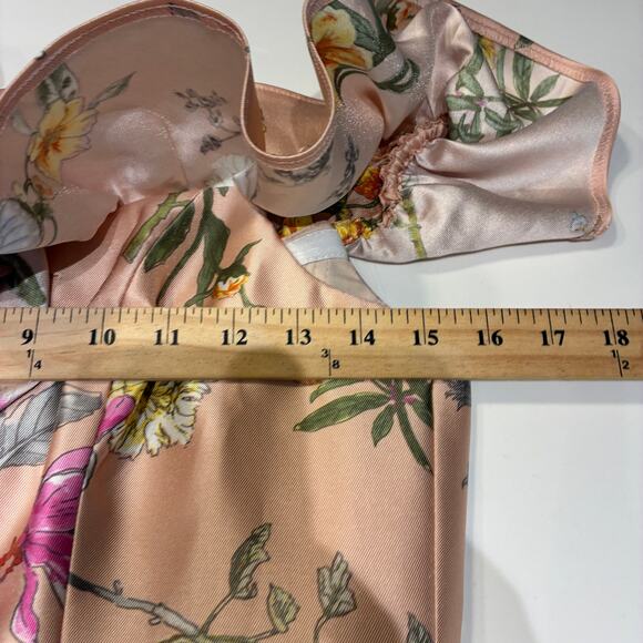 Alfred Sung Off the Shoulder Pink Satin Floral Trumpet Gown Medium - Picture 8 of 9